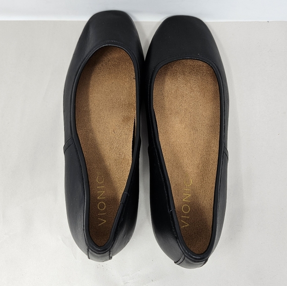 Vionic Orinda Flats Womens Sz 7.5M Black Leather Square Toe Low Heel Vio-motion - Picture 6 of 10